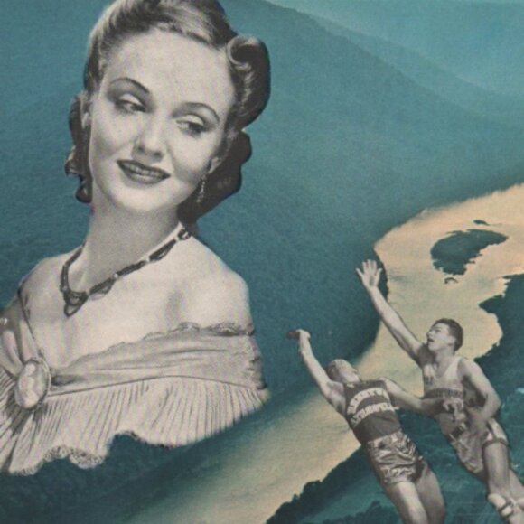 Collage Print Grey Sweatshirt Original Graphic Artist Design titled Fatal Flaw - Picture 5 of 13